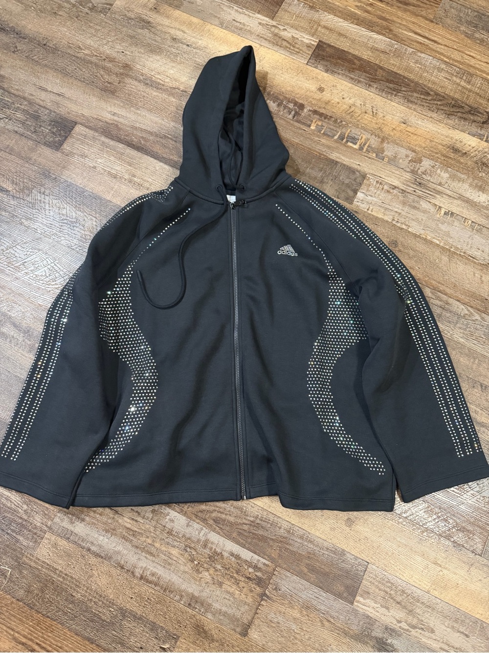 Women’s Adidas Teamgeist Black Hooded Zip Jacket with Rhinestones